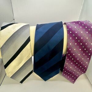 Bachrach Italian Men's Tie Set - Black, Blue, and Purple Bundle